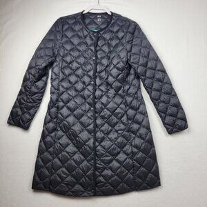 Uniqlo Diamond Quilted Down Coat Women L Long Jacket Lightweight Packable